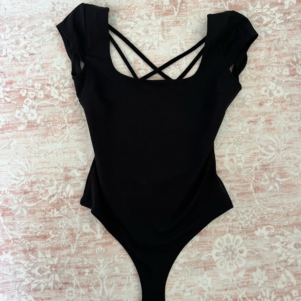 Garage Black Crisscross Back Bodysuit
